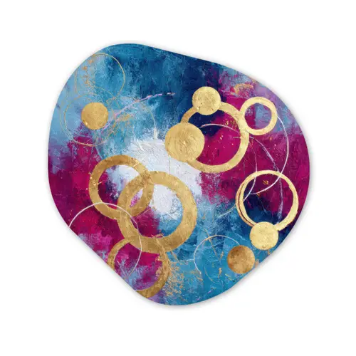 Cirkels - Goud - Abstract Wandcirkel Organisch Forex 3mm klein -3d