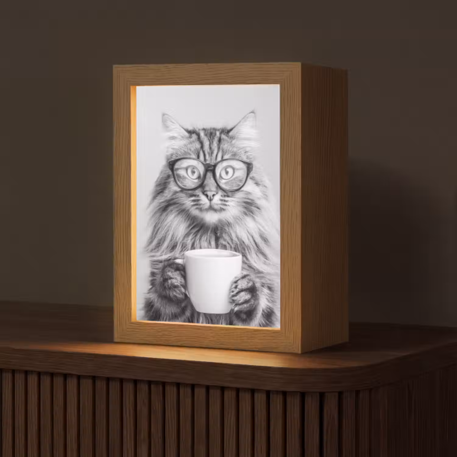 Tischlampe - Katze - Brille - Becher - Flauschig