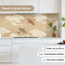 Vogels - Vliegen - Beige keuken achterwand 2 middel -sfeer4_DE