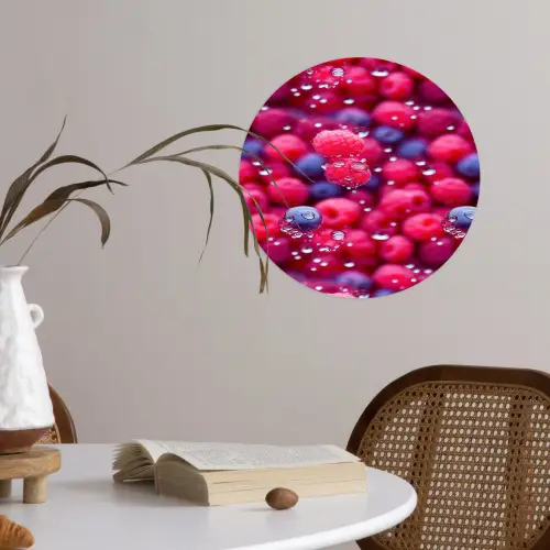 Frambozen - Bessen - Roze - Blauw Wandcirkel behangsticker klein 186 -sfeer3