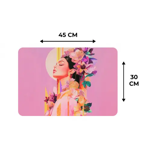 Vrouw - Bloemen - Paars - Abstract Placemat vinyl groot -specs