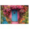 Bloemen - Deur - Roze poster papier klein -3d