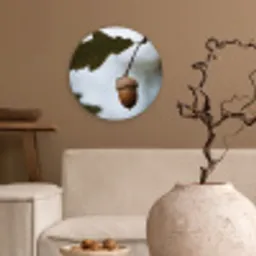 Eikel - Eikenblad - Bos - Herfst - Natuur Wandcirkel kunststof plaat 5mm dik klein -sfeer1