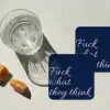 Fuck what they think - Blauw - Cursief onderzetter kurk middel -sfeer4