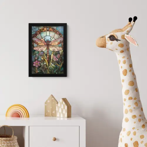 Libelle - Mozaïek - Bloemen - Kleurrijk fotolijst zwart zonder passe partout klein -usfeer4_kinderkamer
