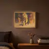 Tijger - Geschilderd - Oranje - Penseelstreken Light Box met batterij (Wandlamp) middel -sfeer4