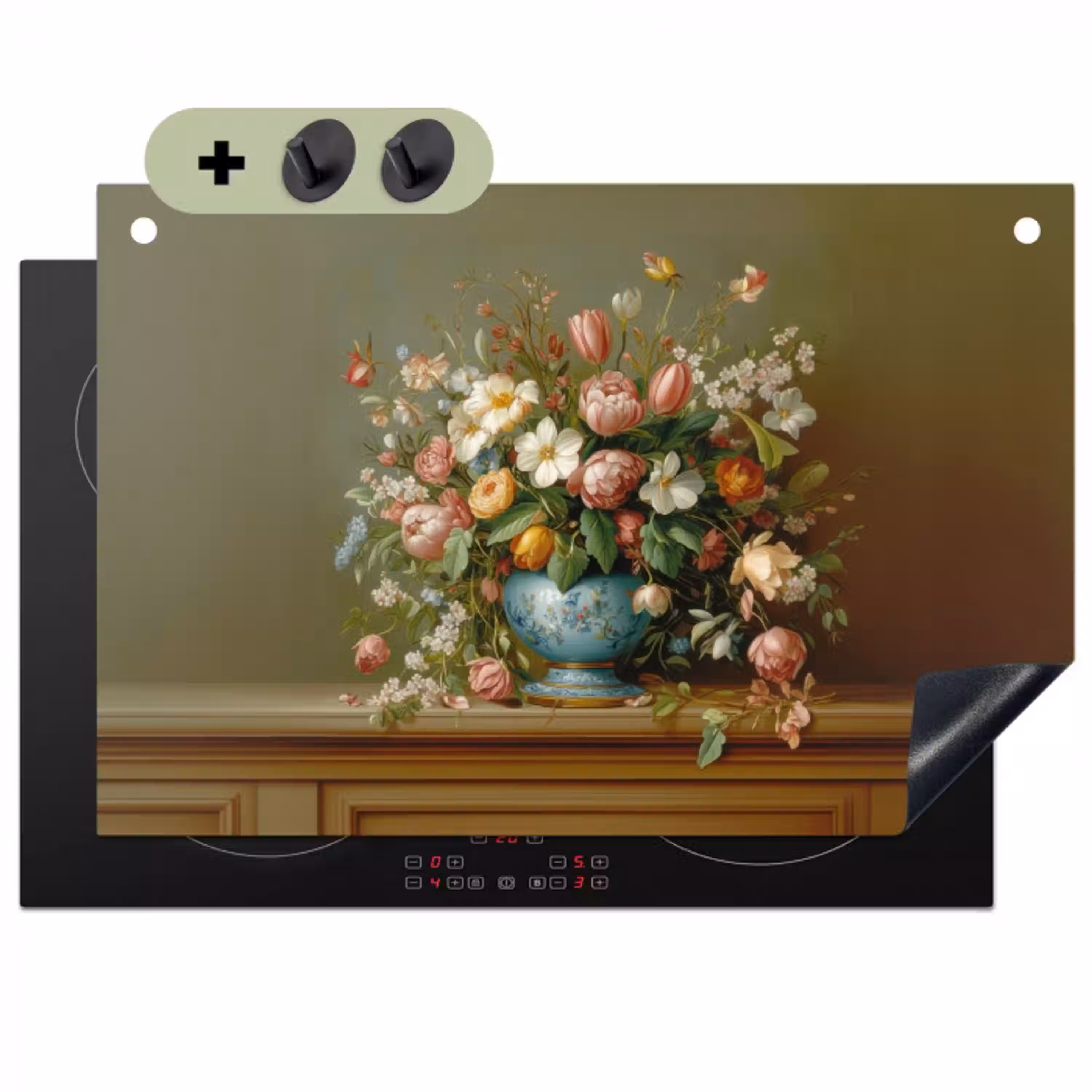 Vaas - Pastel - Kleuren - Bloemen Inductie beschemer met haakjes klein -3d