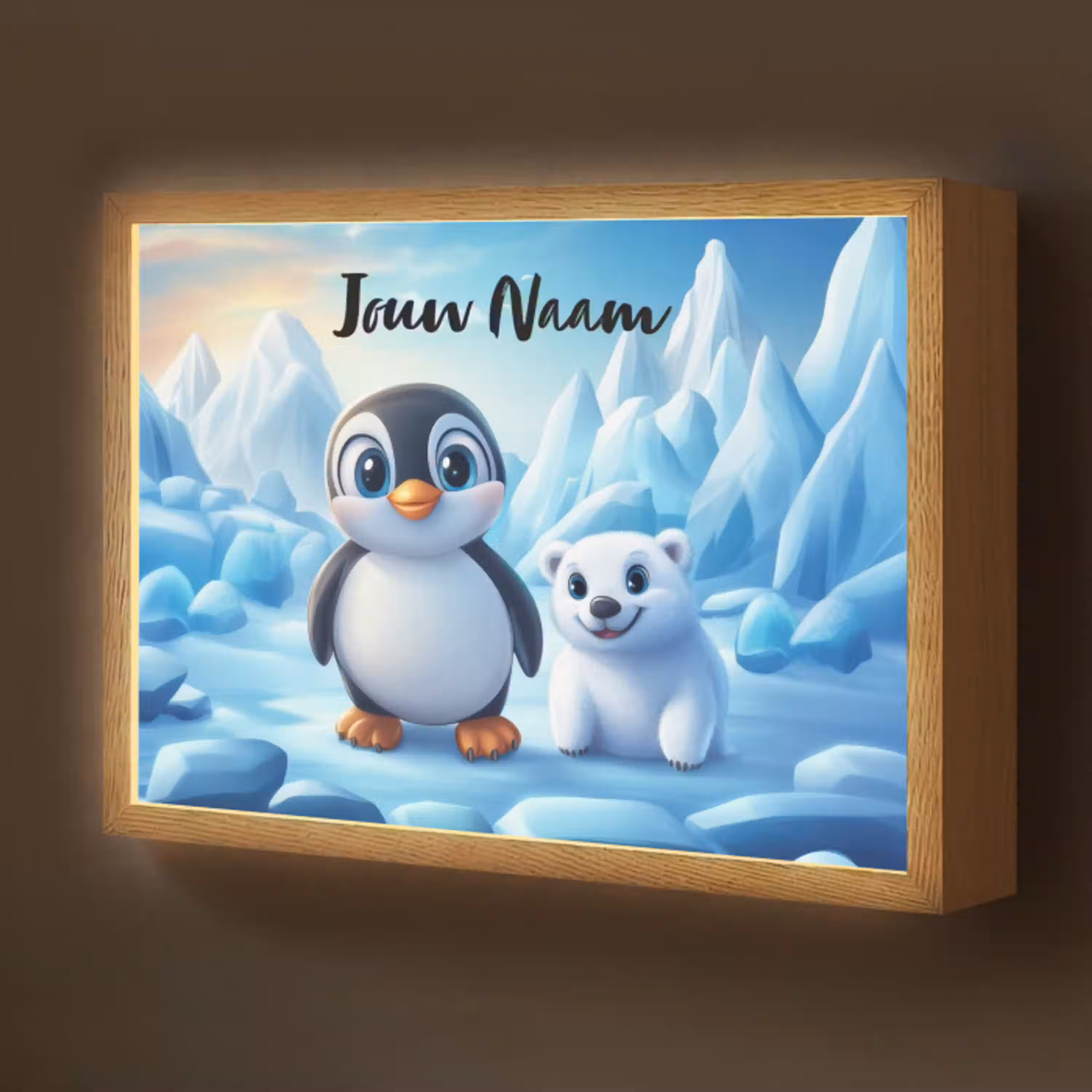 Pinguïn - IJsbeer - IJs - Sneeuw Light Box met batterij (Wandlamp kind) middel -z3d_website