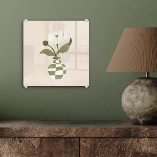 Vaas - Geruit - Bloem - Groen plexiglas 5mm klein -sfeer3
