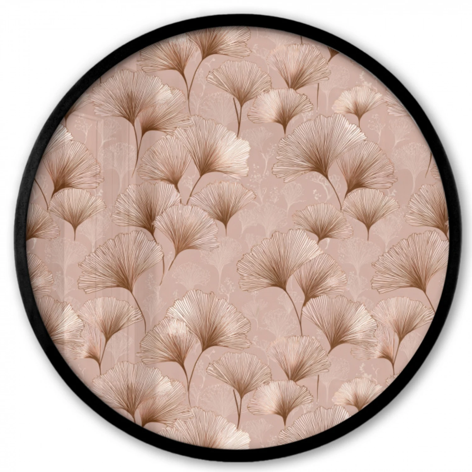 Ginkgo - Patroon - Roze Fotolijst rond zonder passe partout klein 856 -3d