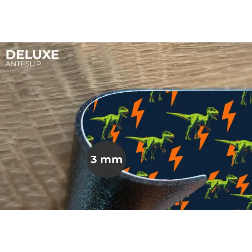 Bliksemschichten - Oranje - Dinosaurussen Placemat vinyl groot -closeup