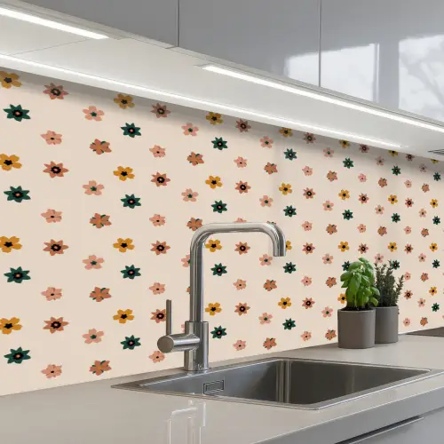 Bloemen - Patronen - Stippen keuken achterwand 2 middel 871 -3d_schuin
