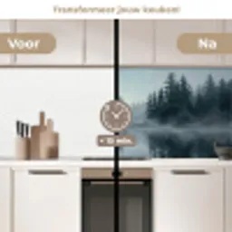 Bos - Meer - Mist - Natuur - Grijs keuken achterwand 2 middel -voor-na2_NL