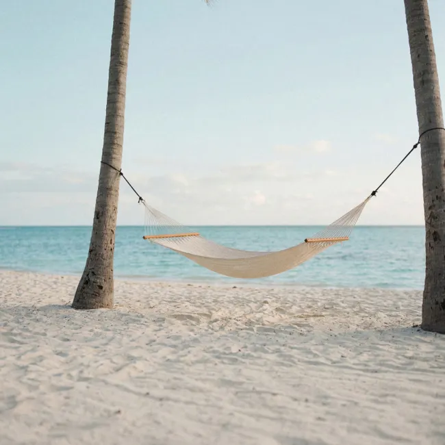 Behang - Hangmat - Strand - Wit