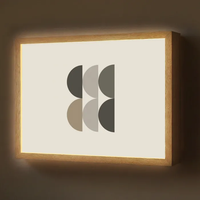 Halve cirkels - Aardetinten - Grafisch Light Box met batterij (Wandlamp) middel -z3d_website