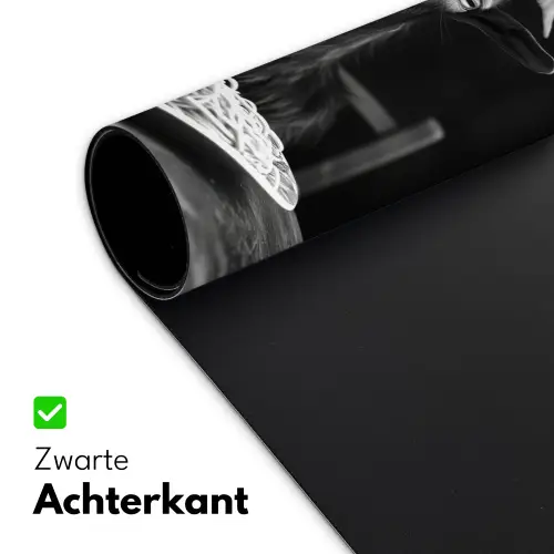 Geit - Bord - Spaghetti - Zwart Wit Muismat XXL klein -sfeer2