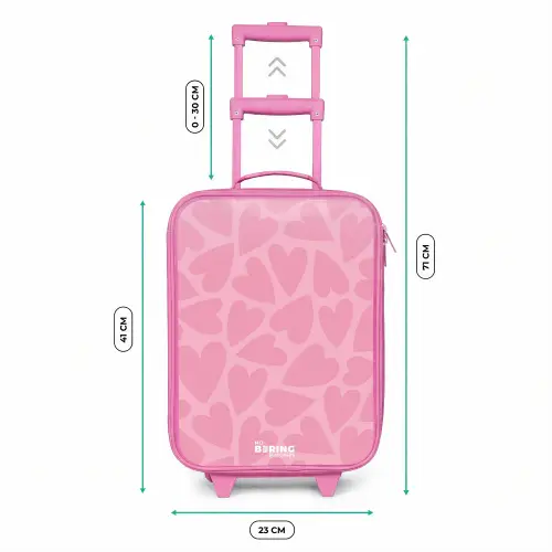 Roze hartjes patroon Kinderkoffer - Roze klein -productfoto_formaten