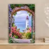 Doorkijk - Vuurtoren - Bloemen - Uitzicht canvas 2cm klein -sfeer1