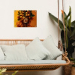 Vrouw - Citroenen - Bloesem - Geel tuinposter los doek klein -sfeer7