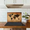 Wereldkaart - Bruin - Kaart keuken achterwand spatscherm klein -sfeer2