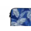 Palmblad - Patroon - Blauw laptophoes neopreen klein 279 -detail