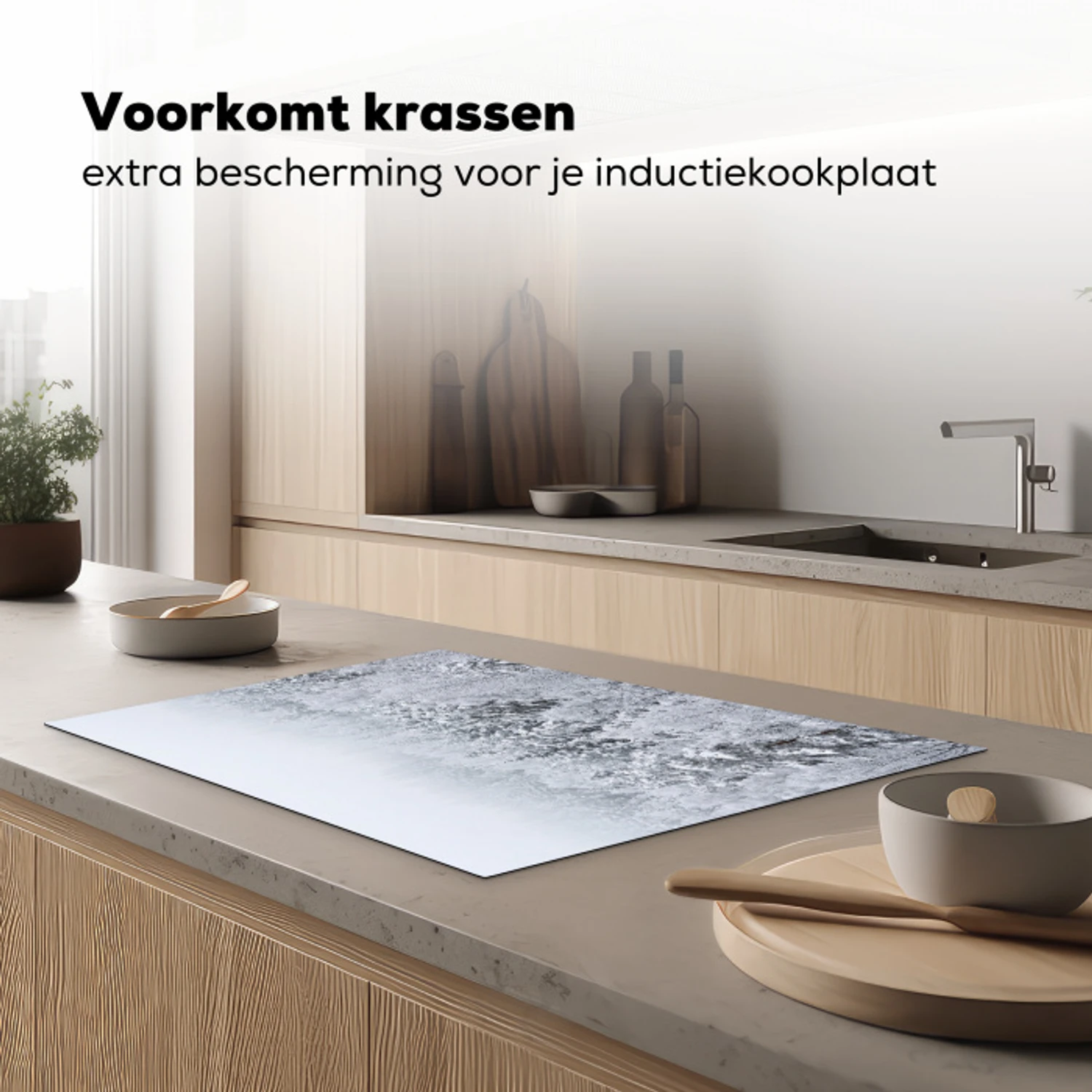 Bos - Sneeuw - Winter - Natuur - Wit Inductie beschermer vinyl 3mm klein -sfeer1
