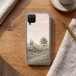 Heuvellandschap - Bomen - Natuur - Groen Telefoonhoesje Samsung Galaxy A12 klein -sfeer1