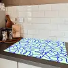 Mint - Blauw - Lijnen - Abstract Inductie beschermer vinyl 3mm klein 276 -sfeer3