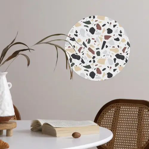 Terrazzo -  Patroon - Kleurrijk - Klei Wandcirkel behangsticker klein 186 -sfeer3