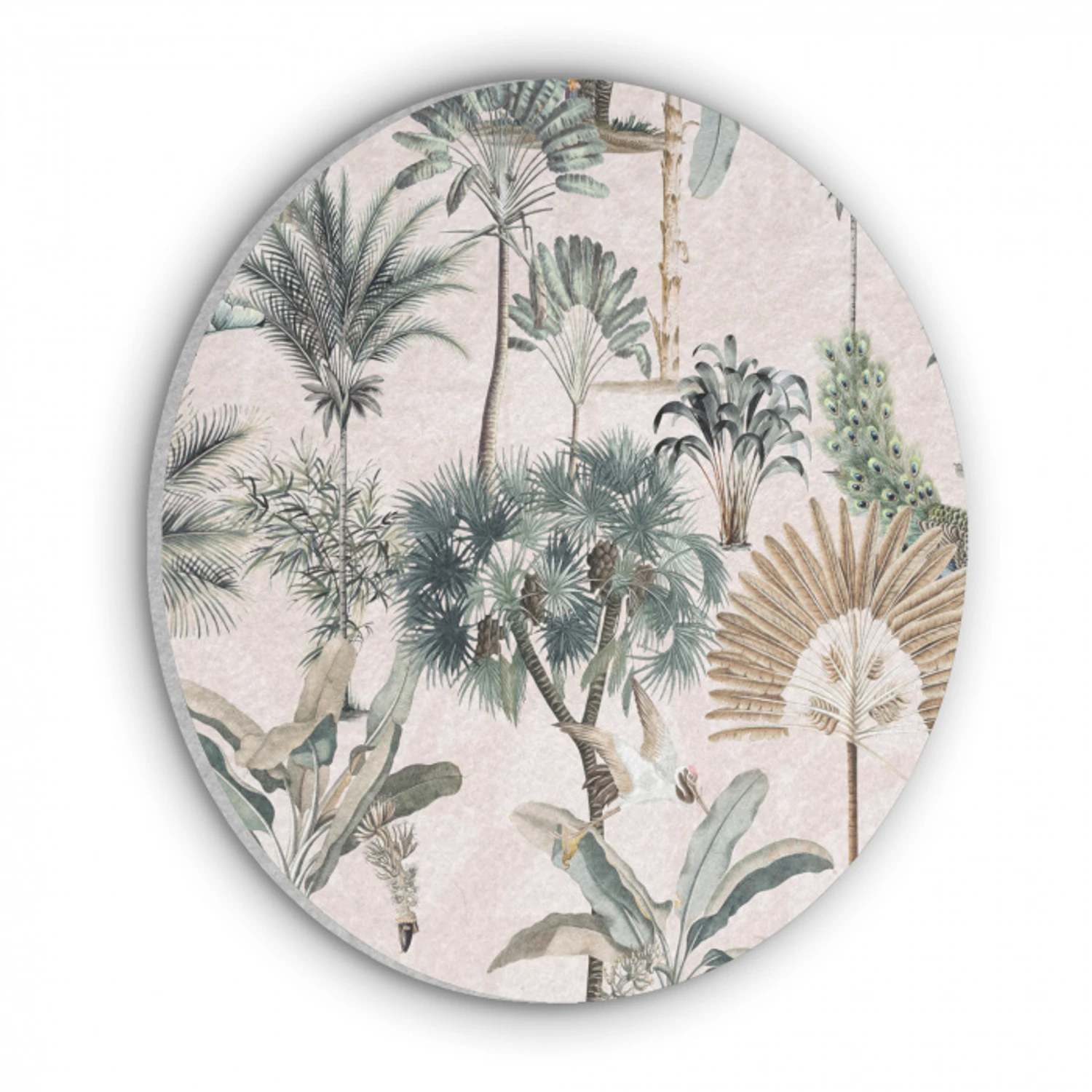 Vintage - Jungle - Dieren - Natuur Akoestische PET Vilt - Rond klein -3d