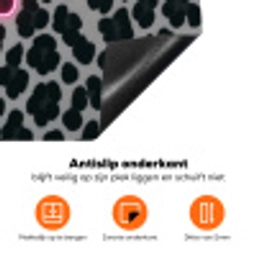 Panterprint - Zwart - Neonletters - Roze Inductie beschermer vinyl 3mm klein -zzzzzzz-td-onderkant