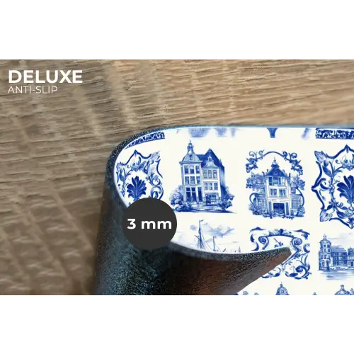 Huizen - Schepen - Blauw Placemat vinyl groot 368 -closeup