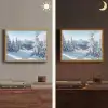 Winterlandschap - Natuur - Berg - Bomen - Sneeuw Light Box met batterij (Wandlamp) middel -sfeer3