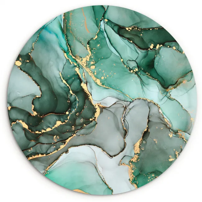 Goud - Marmer - Groen - Luxe - Marmerlook - Grijs Wandcirkel kunststof plaat 5mm dik klein -3d