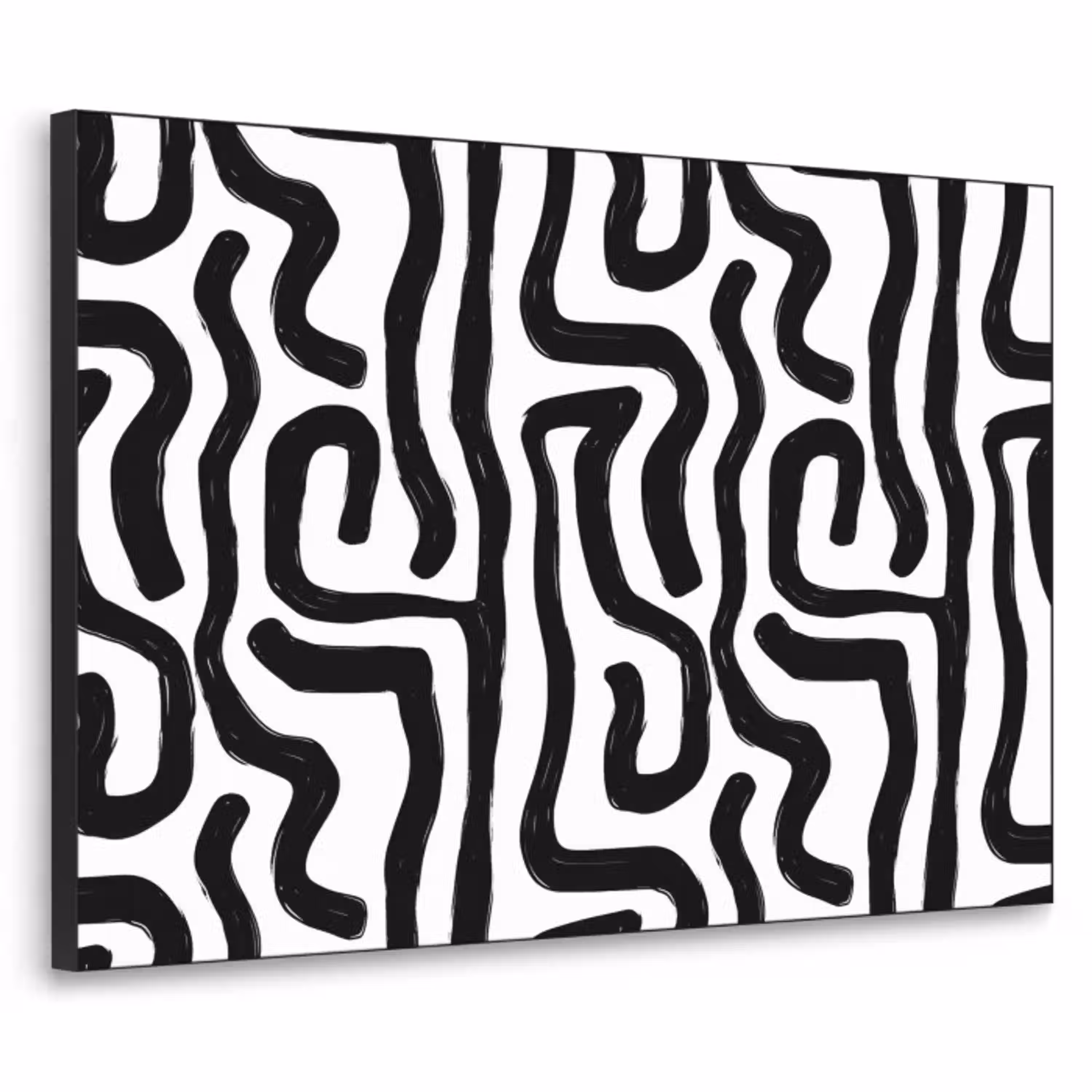 Modern - Lijnen - Zwart Textielframe zwart klein 947 -3d