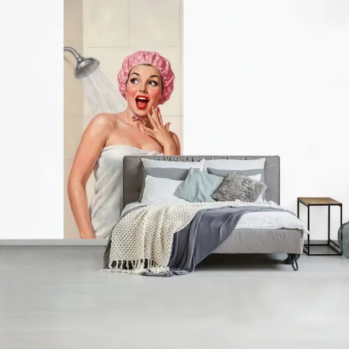 Vrouw - Douche - Roze fotobehang vinyl groot -slaapkamer