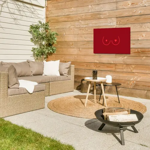 Minimalistisch - Lijnillustratie - Rood Tuinposter op houten frame 2 cm dik klein -sfeer2