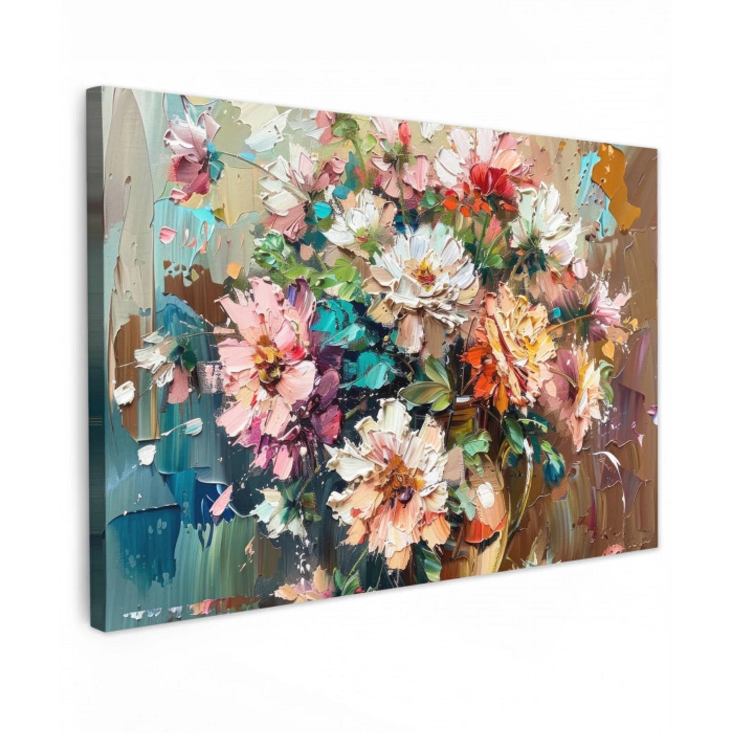 Bloemen - Schilderij - Kleurrijk - Waterverf canvas 2cm klein -z3d