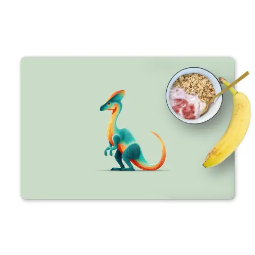 Staart - Dino - Minimalistisch - Blauw Placemat vinyl groot -zzzproduct_Kitchenyeah-website