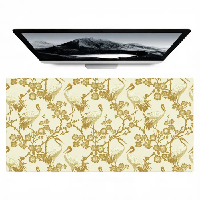Kraanvogels - Kersenbloesem - Goud Muismat XXL klein 681 -zzz3d
