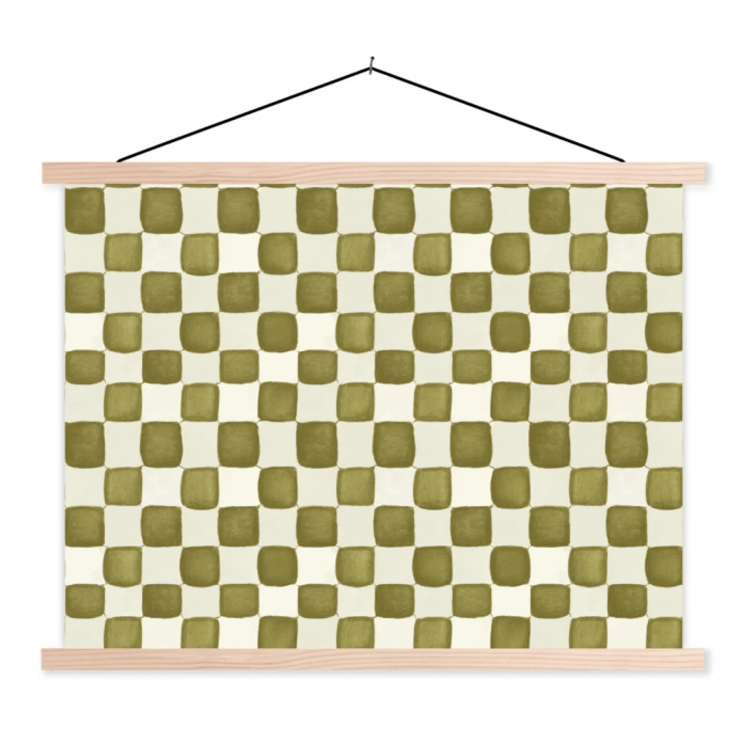 Schaak - Patroon - Groen textielposter latten blank klein 122 -3d