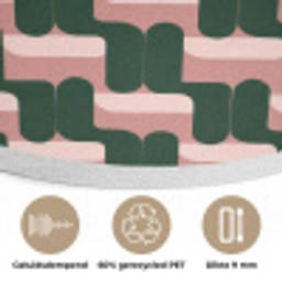 Vlechtpatroon - Groen - Roze - Geometrisch Akoestische PET Vilt - Rond klein 838 -closeup_NL