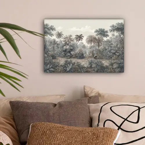 Tropisch - Landschap - Illustratie canvas 2cm klein -sfeer1