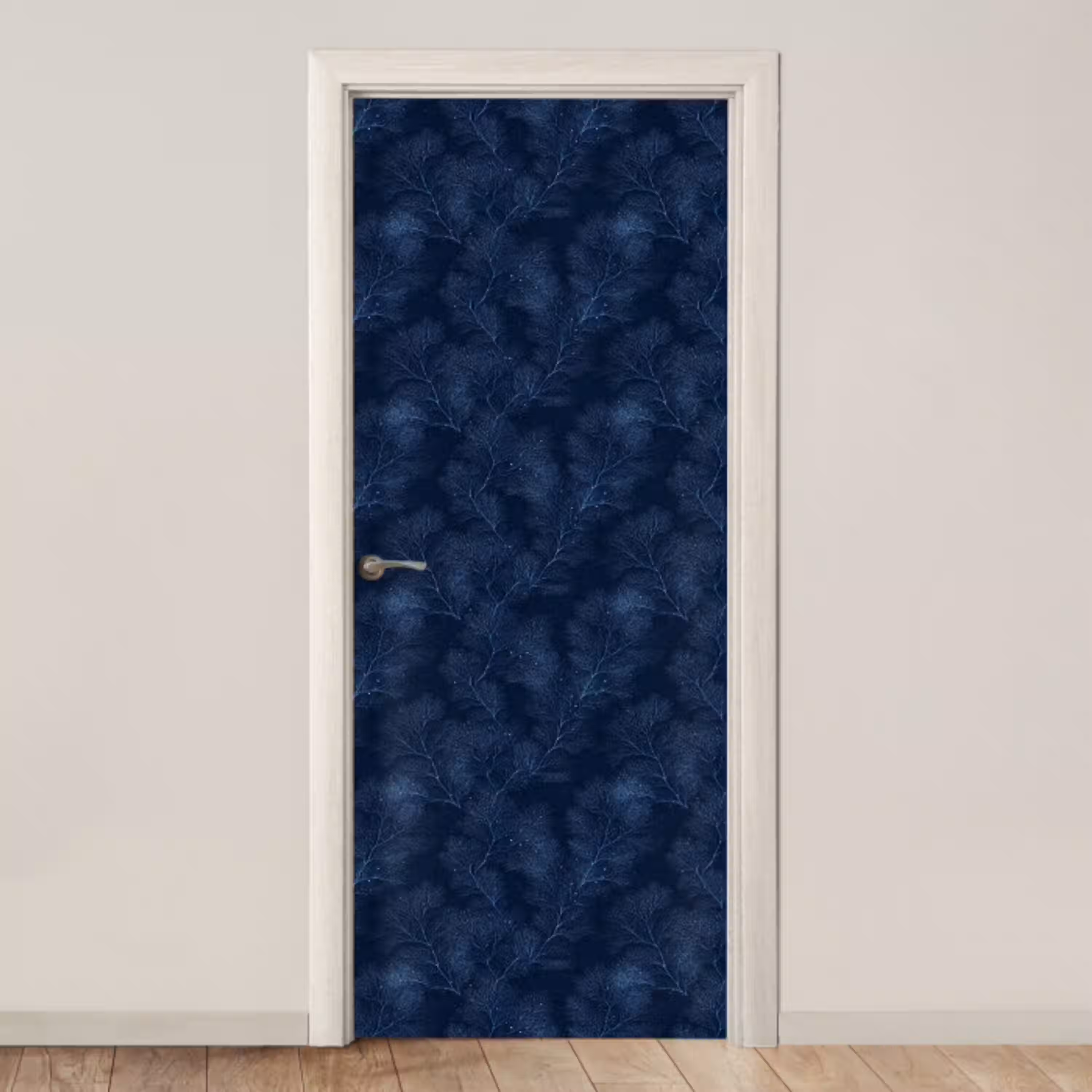 Koraal - Takken - Patroon - Nachtblauw deurposter klein 289 -3d_beige