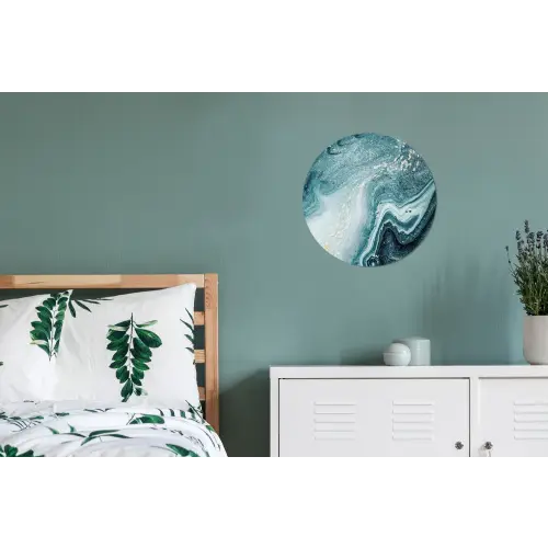 Edelstenen - Blauw - Natuur - Marmer - Abstract Wandcirkel aluminium klein -slaapkamer