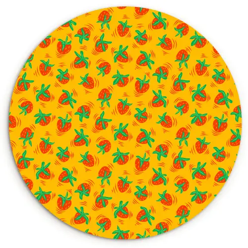 Geel - Aardbeien - Effect Wandcirkel plexiglas klein 852 -3d