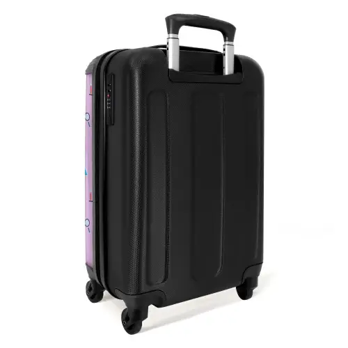 Laboratorium en wetenschapspatroon op paarse achtergrond NBS - Handbagage koffer - Kinderen Unisex middel -achterkant