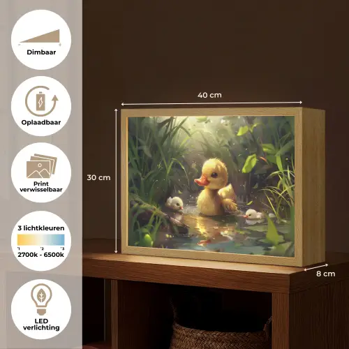 Eendjes - Dieren - Natuur Light Box met batterij (Wandlamp kind) middel -USP_websiteoverzichtNL