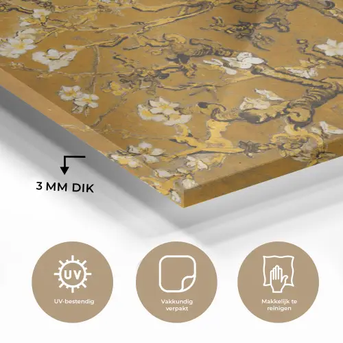 Amandelbloesem - Vincent van Gogh - Goud plexiglas 5mm klein -sfeer2