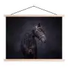 Portret - Paard - Donker textielposter latten blank klein -3d
